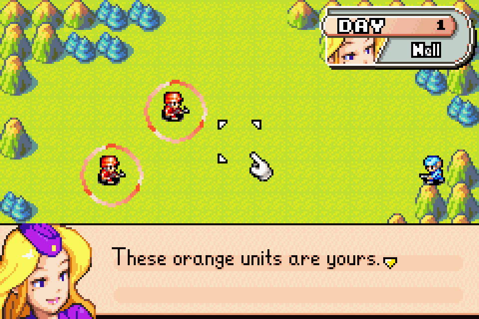 Two Orange Star infantry units on the battlefield