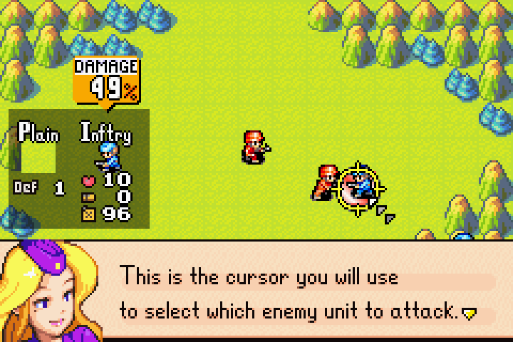 Fire prompt showing the only targetable Blue Moon infantry unit