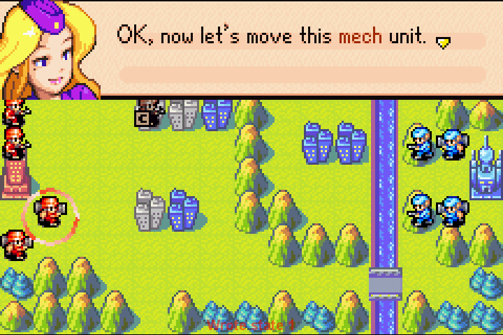 Nell directing the player to select a specific unit near the edge of secured territory
