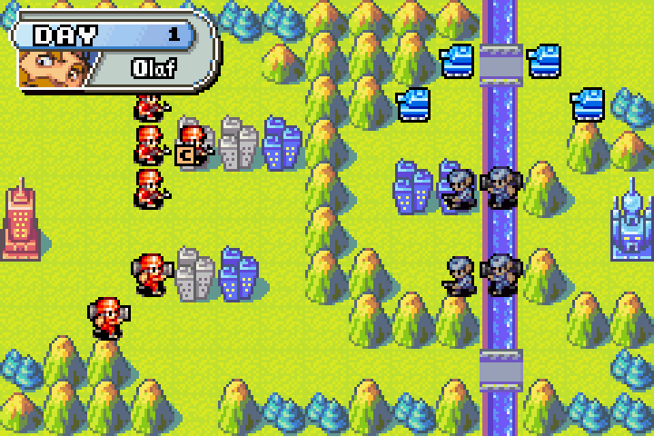 Enemy Day 1 complete: only infantry advanced, confirming tanks are blocked by terrain