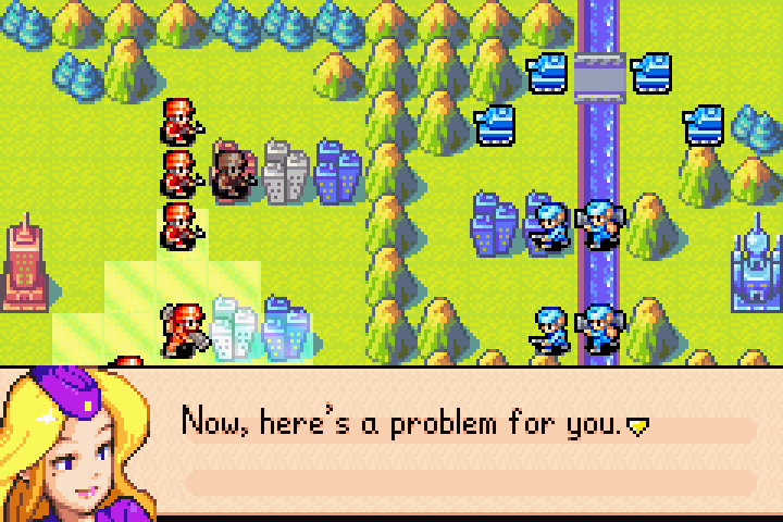 Two adjacent cities visible — one neutral and one enemy-controlled — with the mech between them