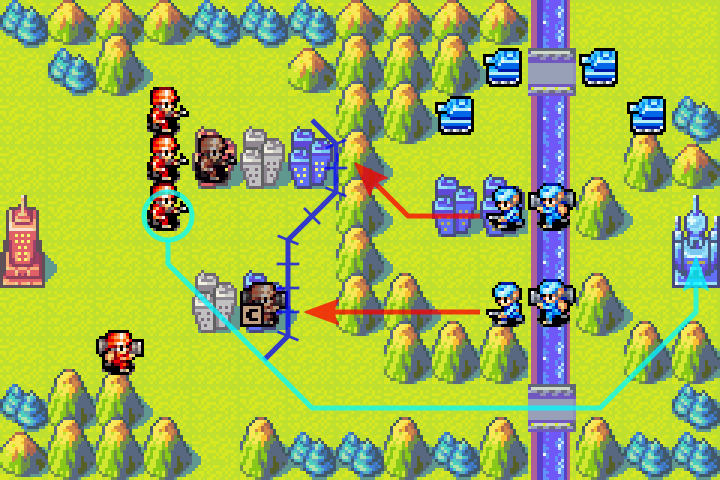 Operation Silent Spear overview: covert infantry near Olaf’s HQ, main defense line at the choke point