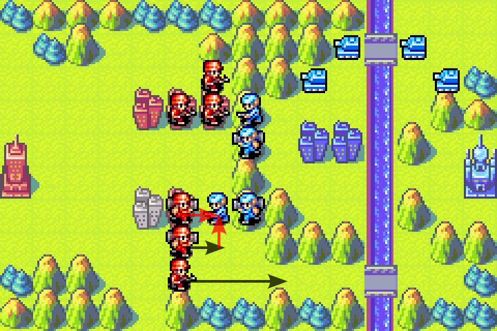 Southern front Day 4 plan: mech attacks enemy infantry on city, covert infantry advances toward HQ