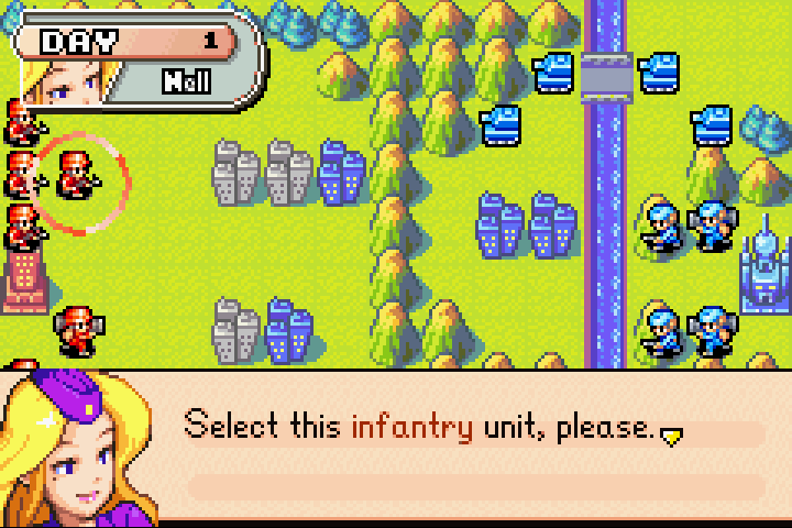 Orange Star mechs and infantry moving toward nearby neutral cities to begin capturing them