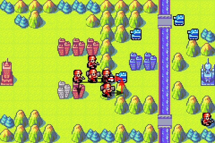 Damaged infantry pulled back to safety before the mechs engage the trapped tank
