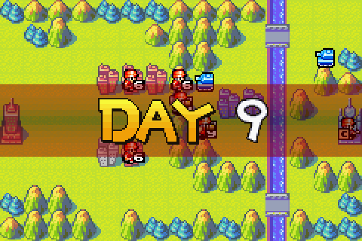 Day 9 map — covert infantry one turn away from capturing Olaf’s HQ, final tank still alive