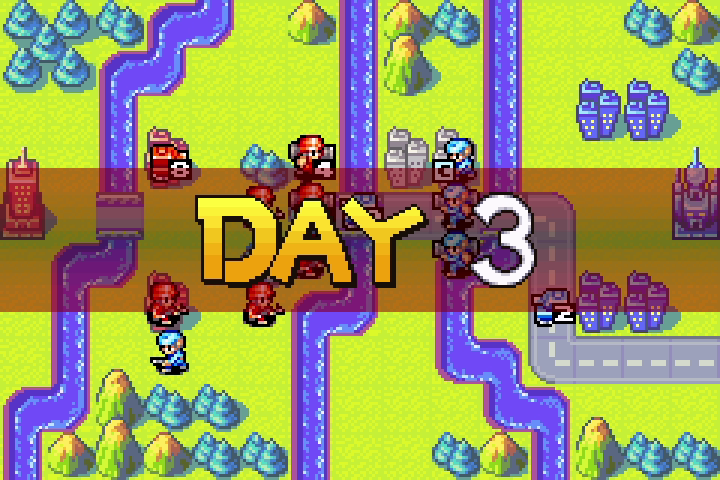Day 3 map — mechs fulfilled their role, tank is fully repaired and ready to counterattack