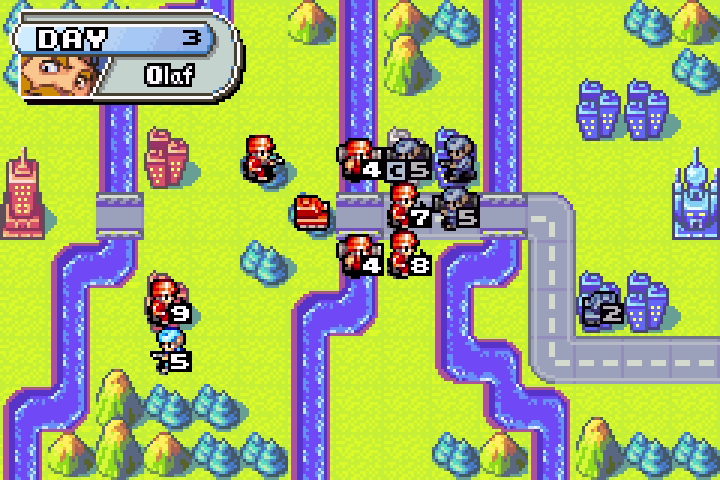Enemy Day 3 ends — Olaf lets an easy kill slip by, giving Orange Star a free turn