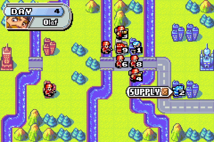 Olaf’s tank fully repaired to 4 HP on the city — a passive turn