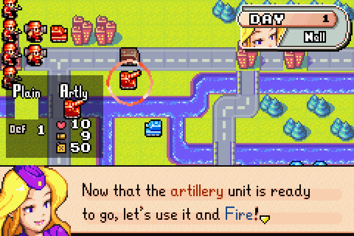 Nell directing Ophelia to select the artillery unit to demonstrate indirect fire