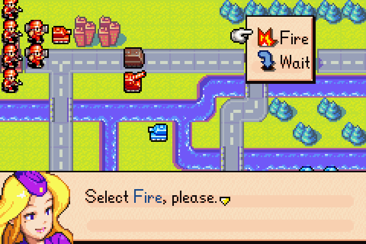 Artillery command menu showing a “Fire” option despite having no adjacent enemy — indirect fire revealed
