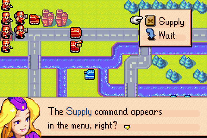 Supply command executing — APC restocking the artillery with ammo and fuel