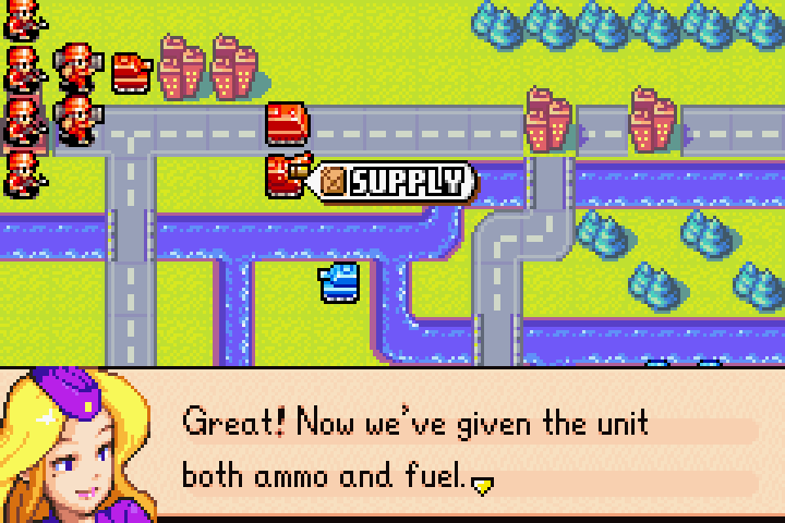 Supply popup animation confirming the artillery’s ammo and fuel have been fully restored