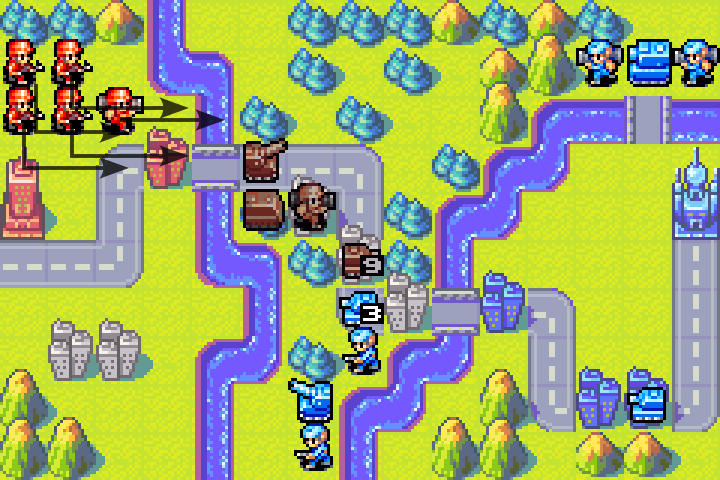 Infantry and mechs moving forward to stay within supporting distance of the frontline