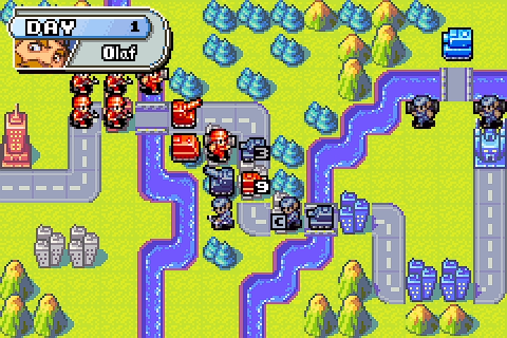 End of Enemy Day 1 — Olaf’s units in poor positions; medium tank still hasn’t moved