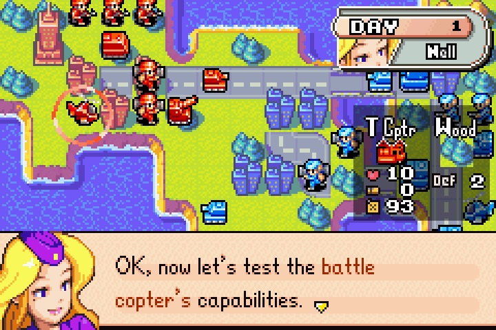 Nell telling Ophelia to select the terrain tile to check its movement info