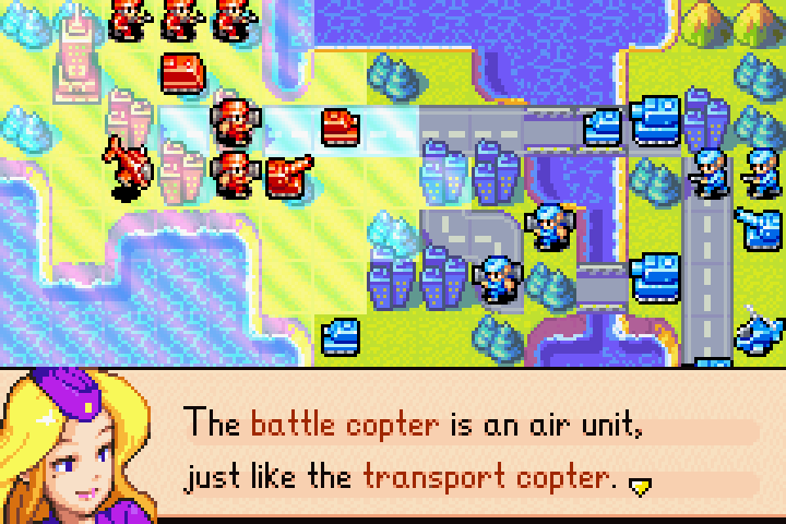 Air unit terrain panel showing flat movement cost of 1 across all terrain types and no terrain defense bonus
