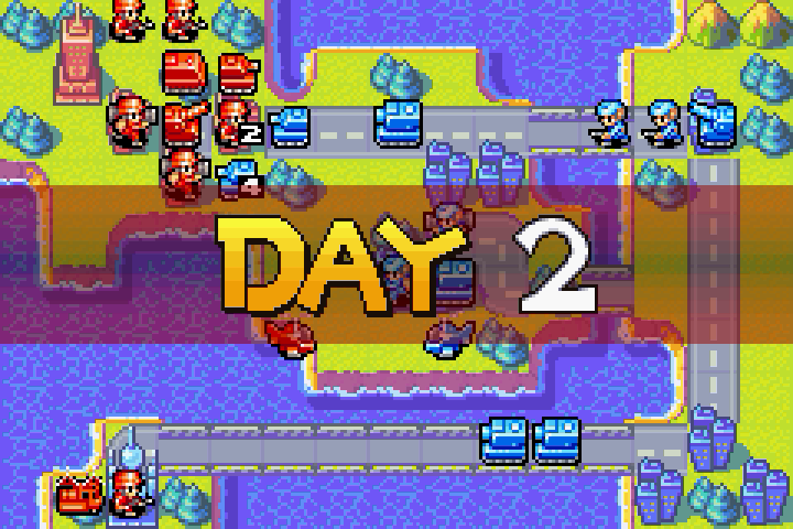 Day 2 begins with the infantry adjacent to Olaf’s HQ, ready to begin capturing